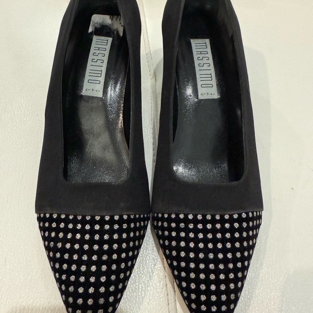 Massimo Black Heels with‎ Silver Accents